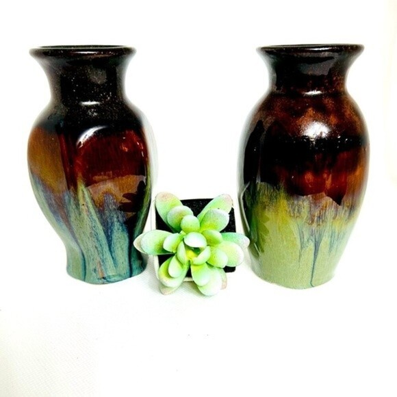 Hosley‎ Pottery Drip Glazed Vases - Picture 1 of 11